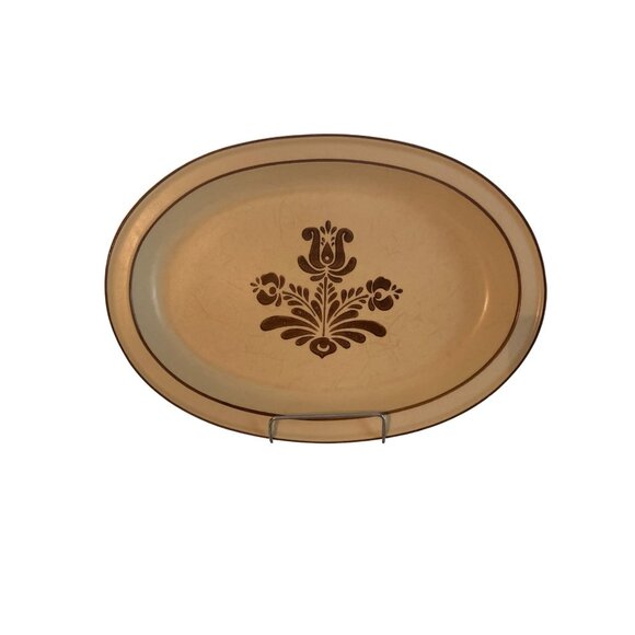 Vintage Pfaltzgraff Yorktowne Brown Floral Oval Serving Platter Farmhouse 14"  U - Picture 2 of 8